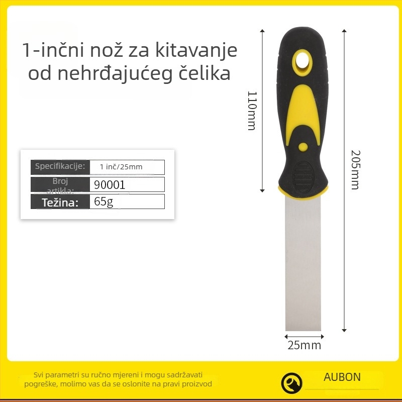 Aubon špachtla za žbukanje s dvostrukom plastičnom drškom, 65Mn čelik lopatica, pogodna za nanošenje žbuke, pripremu površine i uklanjanje starog sloja, ekonomska serija