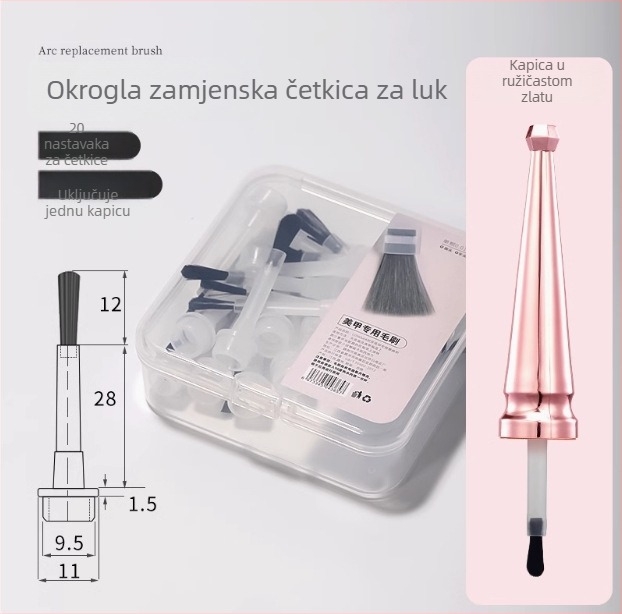 Set za zamjenu četkica za nokte s lukom fan glavom i ravnom glavom – profesionalni alati za manikuru, branda Chusha, 1 kom