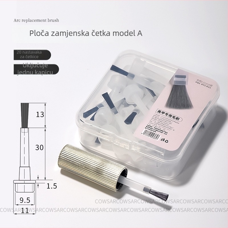 Set za zamjenu četkica za nokte s lukom fan glavom i ravnom glavom – profesionalni alati za manikuru, branda Chusha, 1 kom