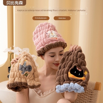 Kapa za sušenje kose Tianshang, koralni flis, izšivena, 50–79 g, 32 komada