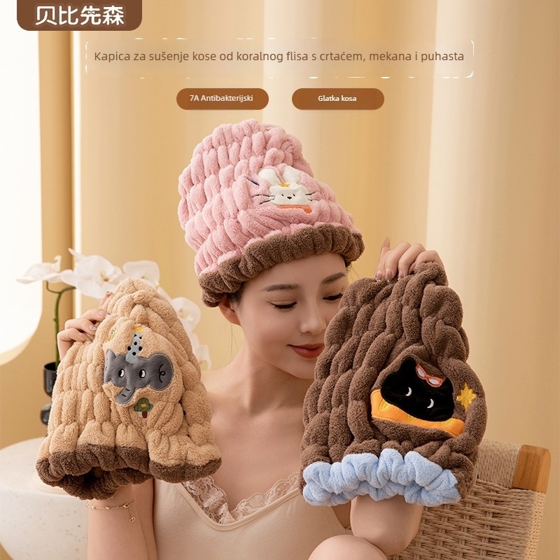 Kapa za sušenje kose Tianshang, koralni flis, izšivena, 50–79 g, 32 komada