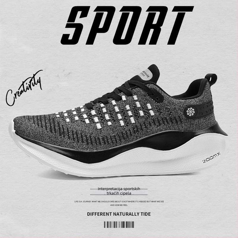 Trkačke tenisice: prozračno mrežasto gornjišt e, MD potplat amortizer, vezanje šnura, nizak kroj, uzorak blok boja