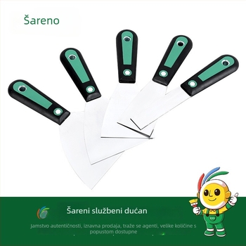 Calefu špachtla za malter s vlaknastim držalom, ogledni završetak oštrice od visokougljične čeli, duljina 200 mm, širina 25–150 mm, za dekorativno bojanje