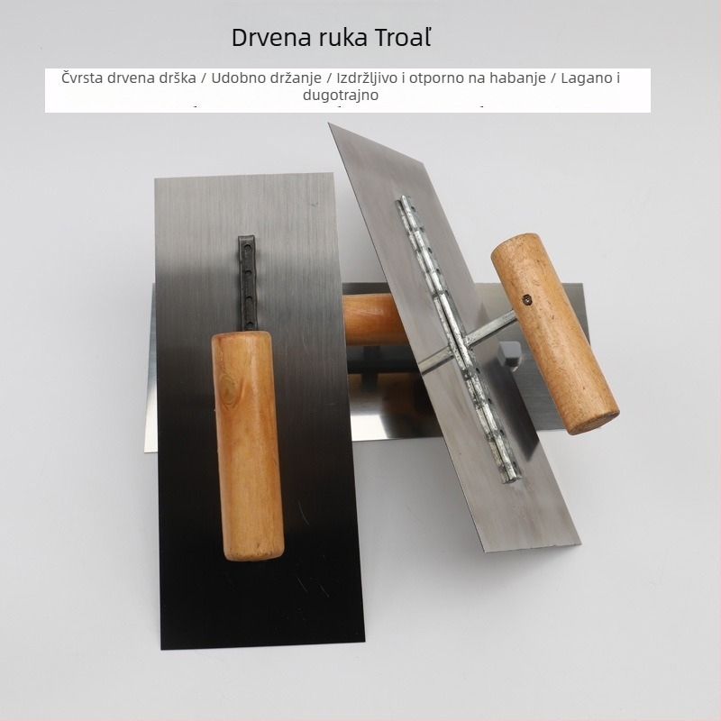 Špatula za malter s drškom od drveta, lamela od karbonskog i nehrđajućeg čelika, debljina 0,5, za gradnju