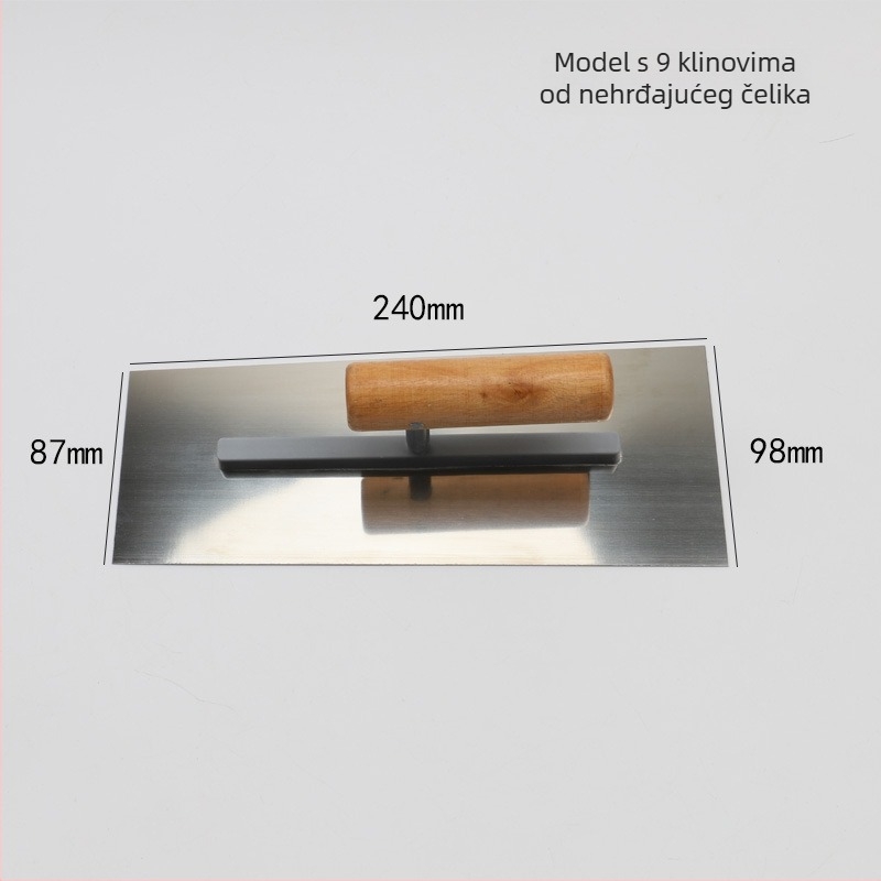 Špatula za malter s drškom od drveta, lamela od karbonskog i nehrđajućeg čelika, debljina 0,5, za gradnju