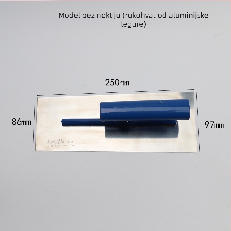 Špatula za malter s drškom od drveta, lamela od karbonskog i nehrđajućeg čelika, debljina 0,5, za gradnju