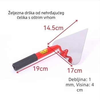 Nehrđajuća čelična trokutasta špahtla s metalnom drškom i blade u obliku breskve za bricklaying i žbukanje — Marka Jinyou, nije uvezeno