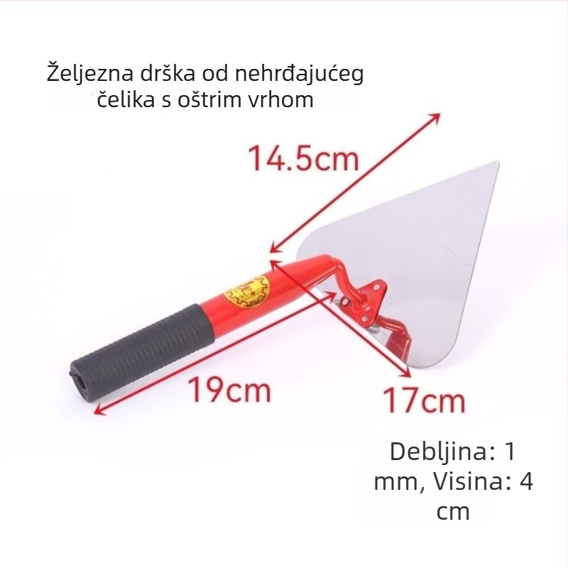 Nehrđajuća čelična trokutasta špahtla s metalnom drškom i blade u obliku breskve za bricklaying i žbukanje — Marka Jinyou, nije uvezeno