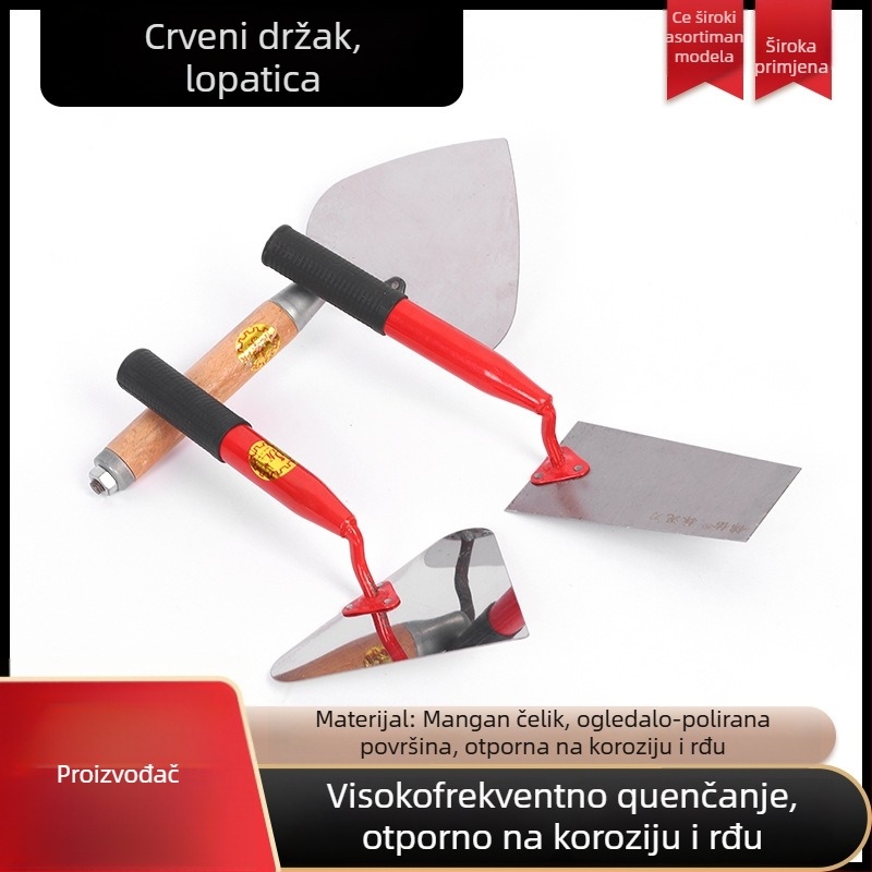Nehrđajuća čelična trokutasta špahtla s metalnom drškom i blade u obliku breskve za bricklaying i žbukanje — Marka Jinyou, nije uvezeno