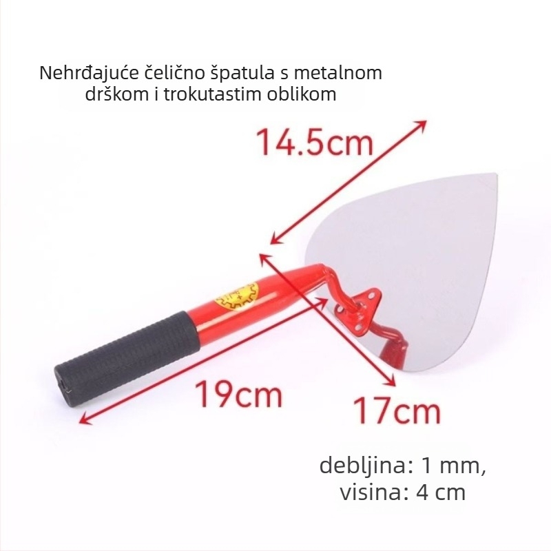 Nehrđajuća čelična trokutasta špahtla s metalnom drškom i blade u obliku breskve za bricklaying i žbukanje — Marka Jinyou, nije uvezeno