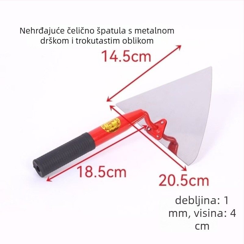 Nehrđajuća čelična trokutasta špahtla s metalnom drškom i blade u obliku breskve za bricklaying i žbukanje — Marka Jinyou, nije uvezeno