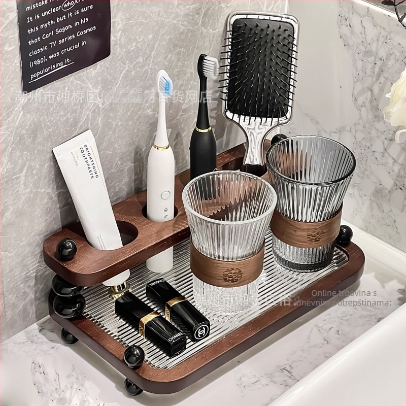 Držač četkice za zube od drveta – kupaonica, skladištenje, bez bušenja, alternativno pričvršćivanje