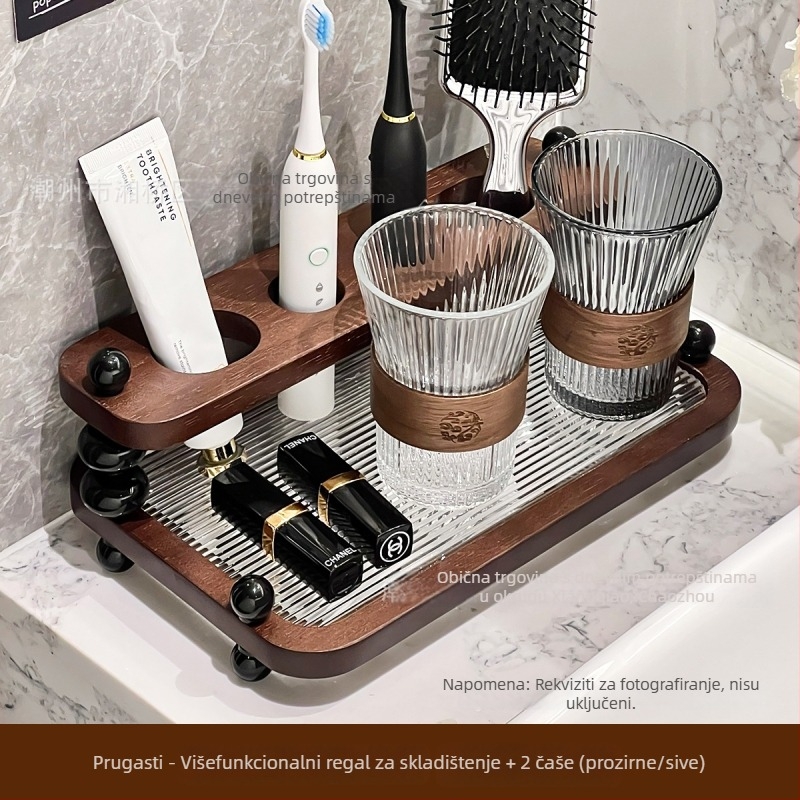 Držač četkice za zube od drveta – kupaonica, skladištenje, bez bušenja, alternativno pričvršćivanje