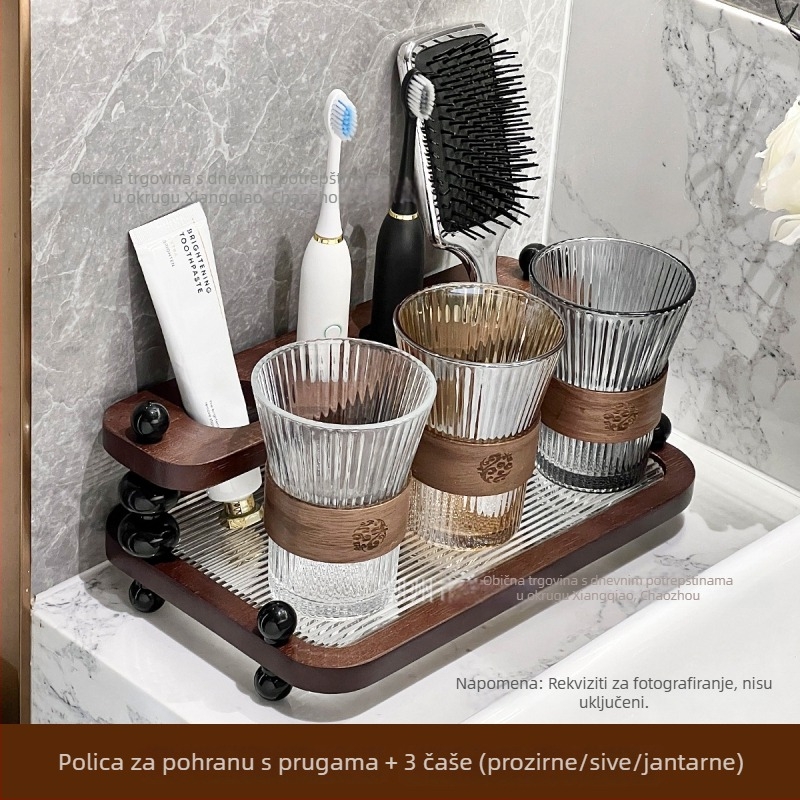 Držač četkice za zube od drveta – kupaonica, skladištenje, bez bušenja, alternativno pričvršćivanje