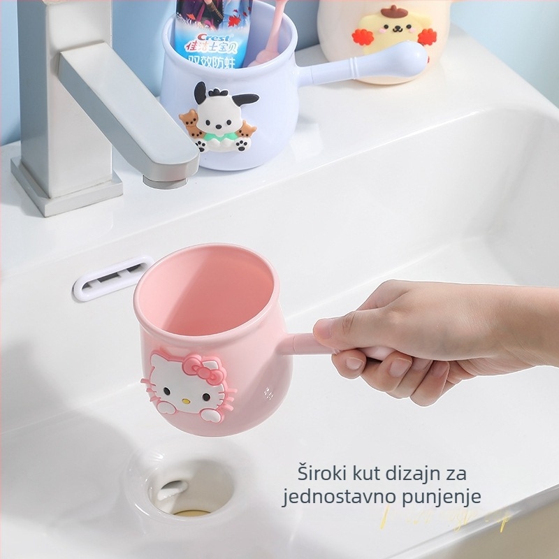 Zidni držač za četkicu s crtić dizajnom, čašom za ispiranje usta, PP materijal, kućna upotreba, mogućnost tiskanja loga