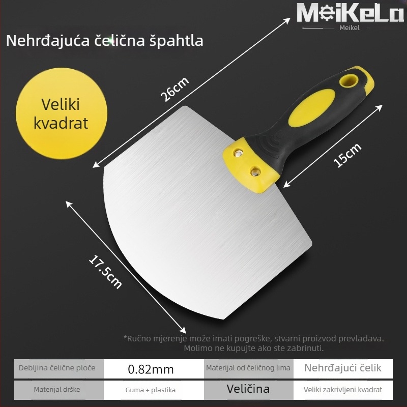 Nehrđajući čelični zakrivljeni trowel za zidare i malter, špatula za malter i lopatica za malter u obliku ventilatora