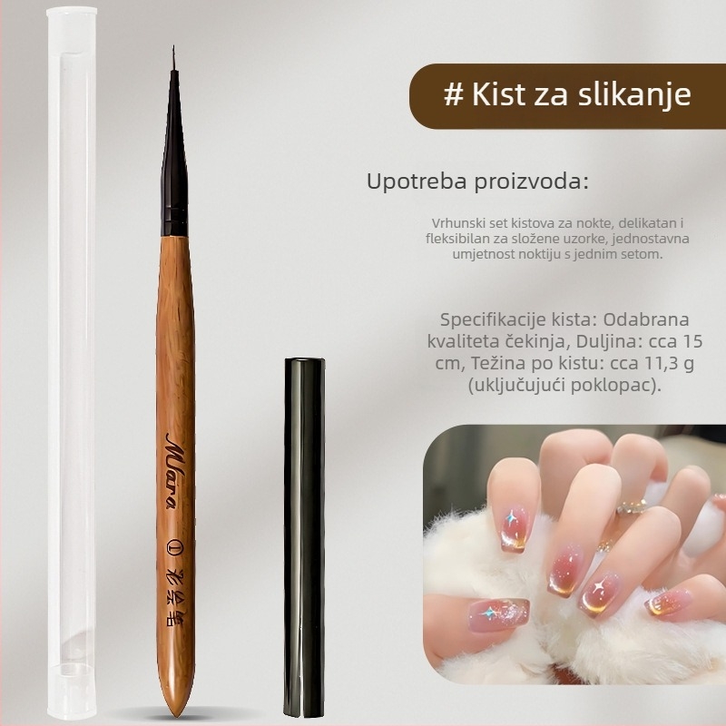 Visokokvalitetni set četkica za nail art: trokutaste četkice za crtanje, konturne i za crtanje linija, četke s velikom okruglom glavom (8 kom.)