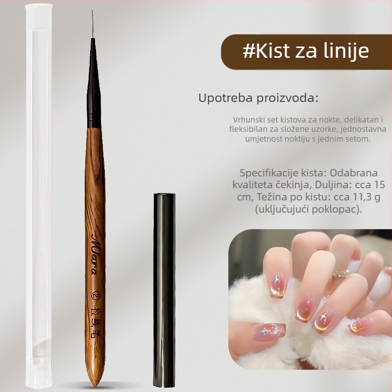 Visokokvalitetni set četkica za nail art: trokutaste četkice za crtanje, konturne i za crtanje linija, četke s velikom okruglom glavom (8 kom.)