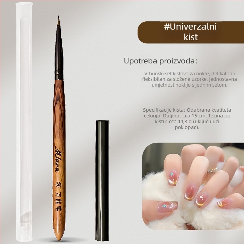 Visokokvalitetni set četkica za nail art: trokutaste četkice za crtanje, konturne i za crtanje linija, četke s velikom okruglom glavom (8 kom.)