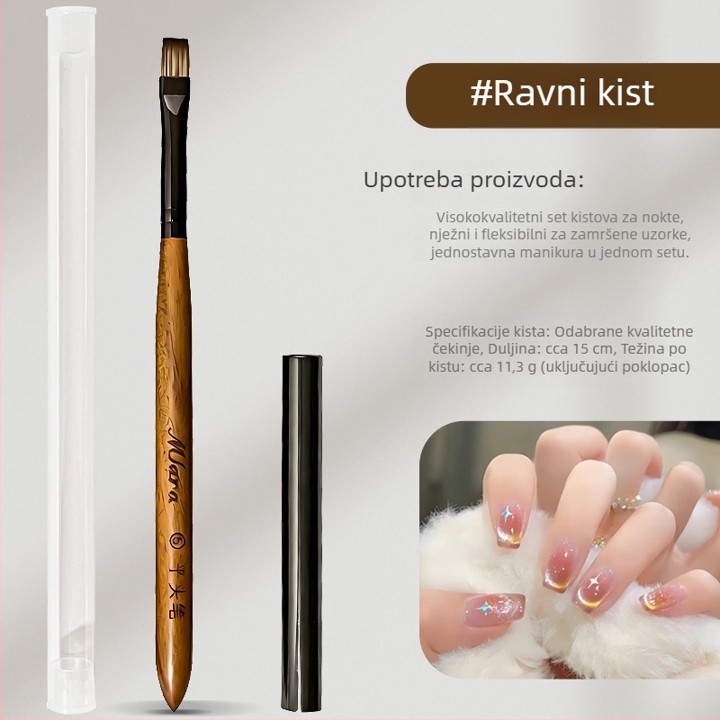Visokokvalitetni set četkica za nail art: trokutaste četkice za crtanje, konturne i za crtanje linija, četke s velikom okruglom glavom (8 kom.)