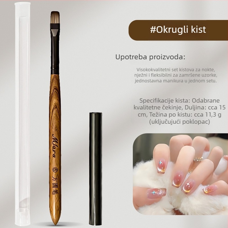 Visokokvalitetni set četkica za nail art: trokutaste četkice za crtanje, konturne i za crtanje linija, četke s velikom okruglom glavom (8 kom.)