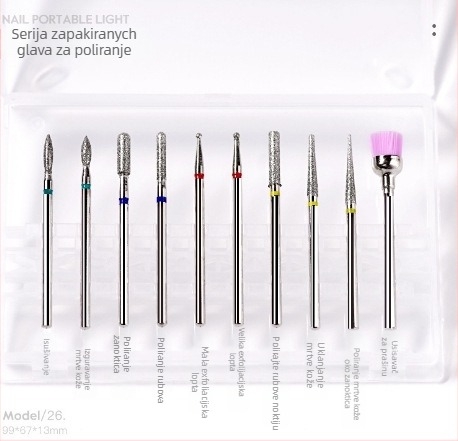 Alat za brušenje površine nokta, set od 10 komada, ruski stil manikure poliranje i uklanjanje mrtve kože, metalni alat