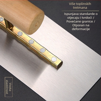 Špatula za masu i žbukanje od visokoelastičnog mangan čelika, debljina 5–5,5 mm, drvena ručka Ø2,9 cm, brand Double Best, za pastu, žbukanje i izravnavanje