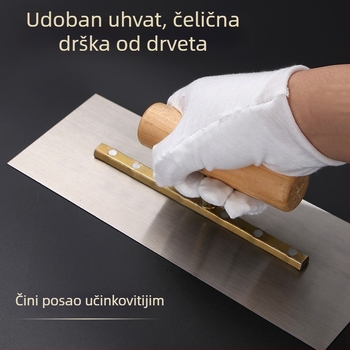 Špatula za masu i žbukanje od visokoelastičnog mangan čelika, debljina 5–5,5 mm, drvena ručka Ø2,9 cm, brand Double Best, za pastu, žbukanje i izravnavanje