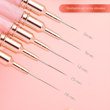 Olovka za praćenje noktiju s dugom akrilnom drškom i smolnom šipkom – set od 5 četkica