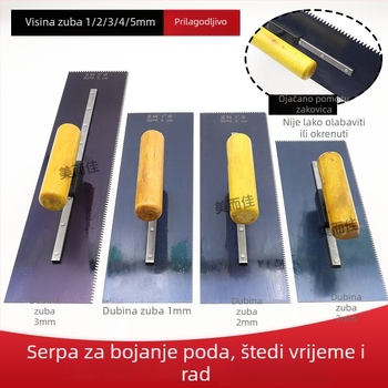 Samonivelirajuća podna špatula s zubnim rubom, čelična oštrica, za slojeve podnih obloga, profesionalne kvalitete