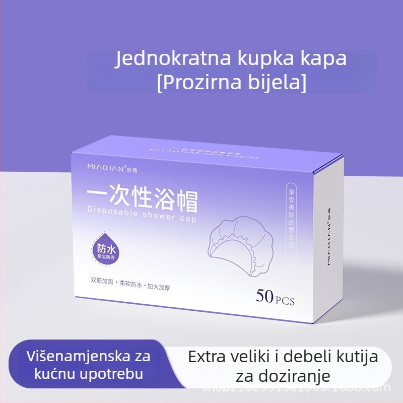 Jednokratna ženska kapa za tuširanje, vodootporna i otporna na masnoće, PE materijal, za kućnu i hotelsku upotrebu