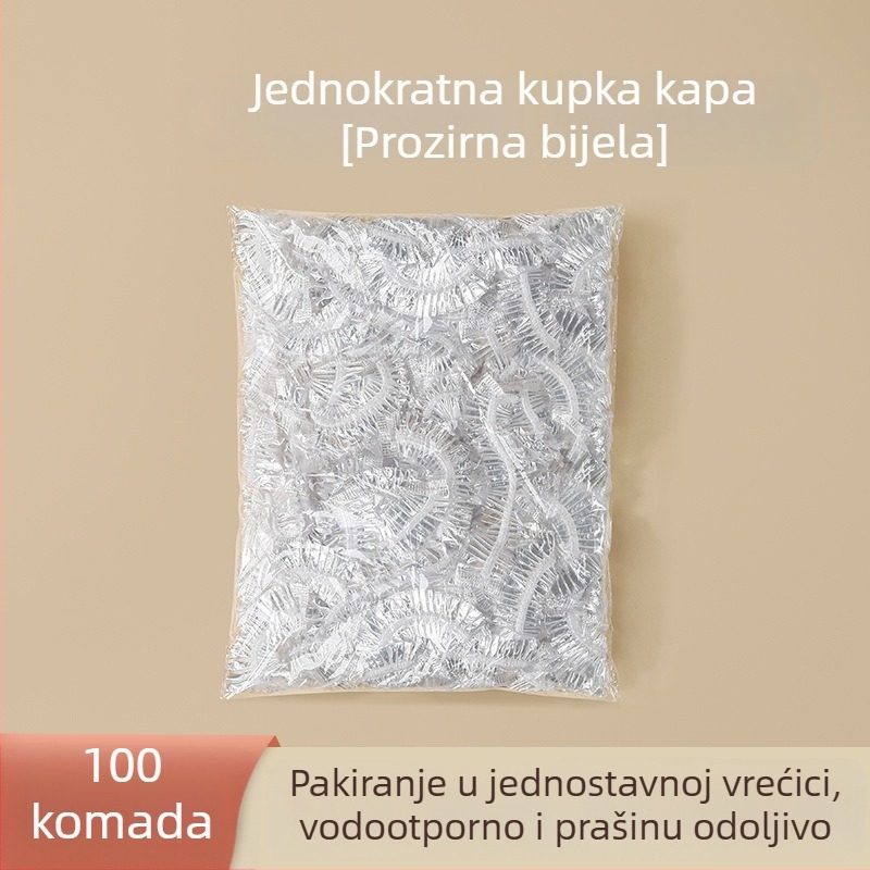 Jednokratna ženska kapa za tuširanje, vodootporna i otporna na masnoće, PE materijal, za kućnu i hotelsku upotrebu