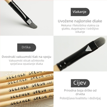 Pen Zhen set četkica za nokte, drvena dugačka drška, 5 komada, japanski stil