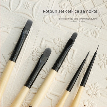 Pen Zhen set četkica za nokte, drvena dugačka drška, 5 komada, japanski stil