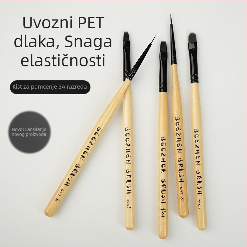 Pen Zhen set četkica za nokte, drvena dugačka drška, 5 komada, japanski stil