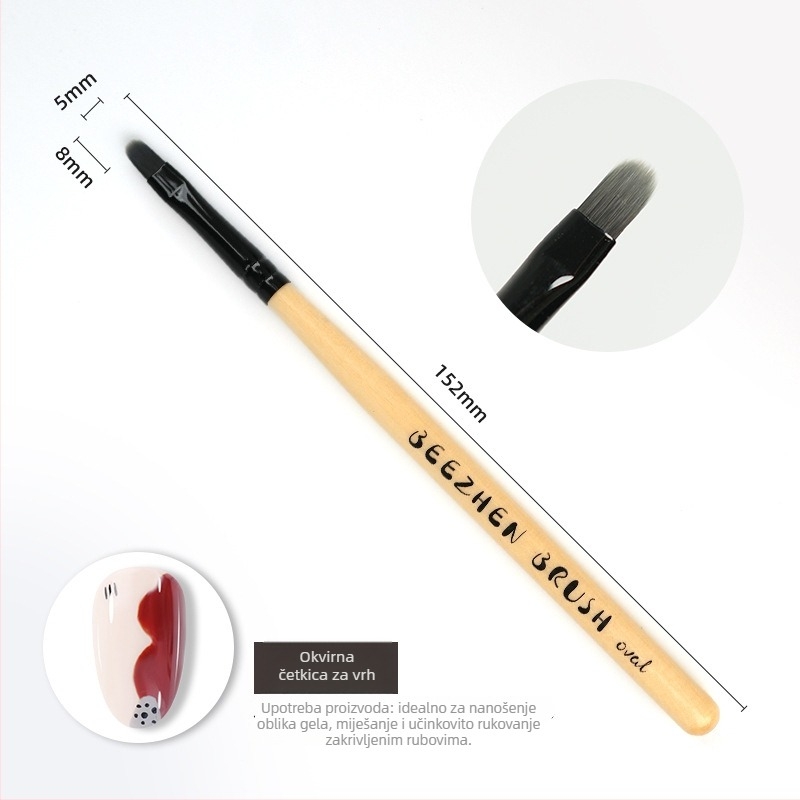 Pen Zhen set četkica za nokte, drvena dugačka drška, 5 komada, japanski stil