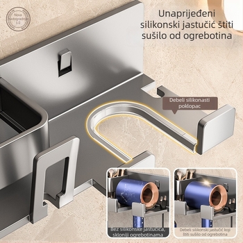 Držač četkica za zube na zid, kosmičkog aluminija, 1-4 pretinca, s dozatorom za pastu, sušenje i pohrana, bez bušenja