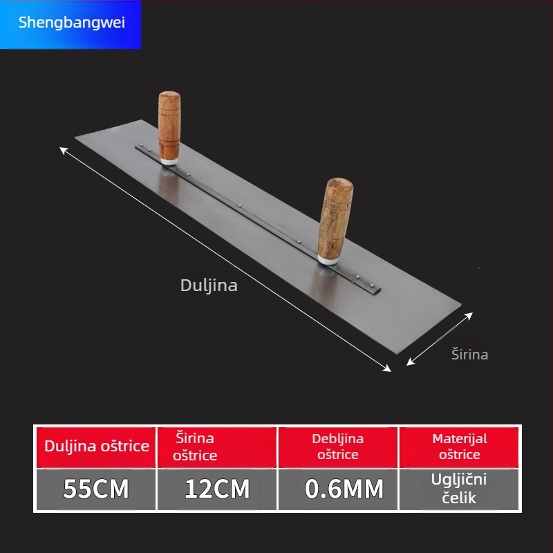 Dvostruka malterska špatula, tip ravne oštrice, čelik, Shengbangwei, građevinarstvo