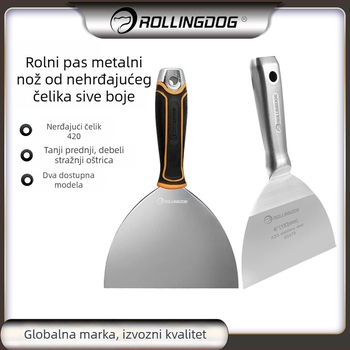 Rolling Dog špatula za kit od nehrđajućeg čelika, ravni tip noža, izdržljiva za dekorativne građevine