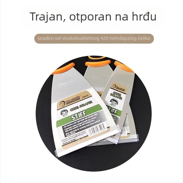 Rolling Dog špatula za kit od nehrđajućeg čelika, ravni tip noža, izdržljiva za dekorativne građevine