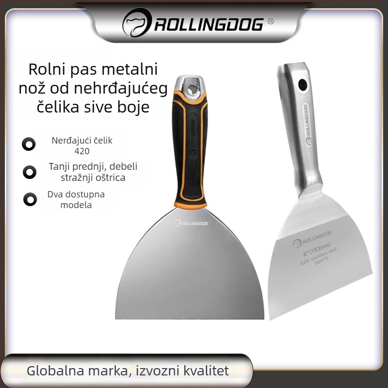 Rolling Dog špatula za kit od nehrđajućeg čelika, ravni tip noža, izdržljiva za dekorativne građevine