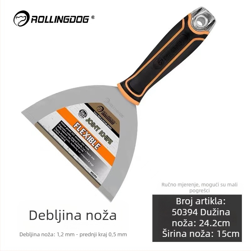 Rolling Dog špatula za kit od nehrđajućeg čelika, ravni tip noža, izdržljiva za dekorativne građevine