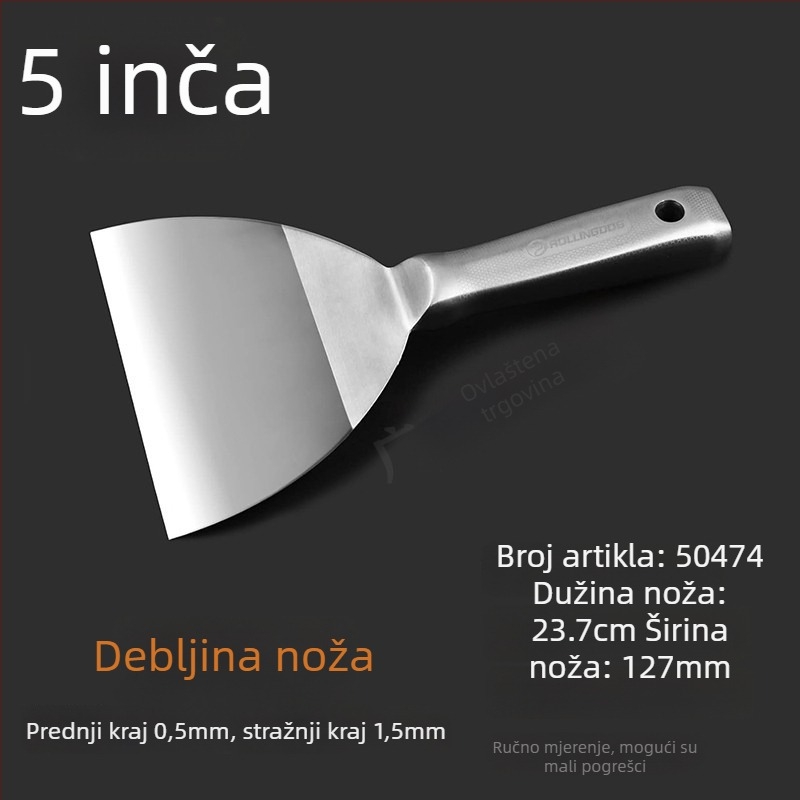 Rolling Dog špatula za kit od nehrđajućeg čelika, ravni tip noža, izdržljiva za dekorativne građevine
