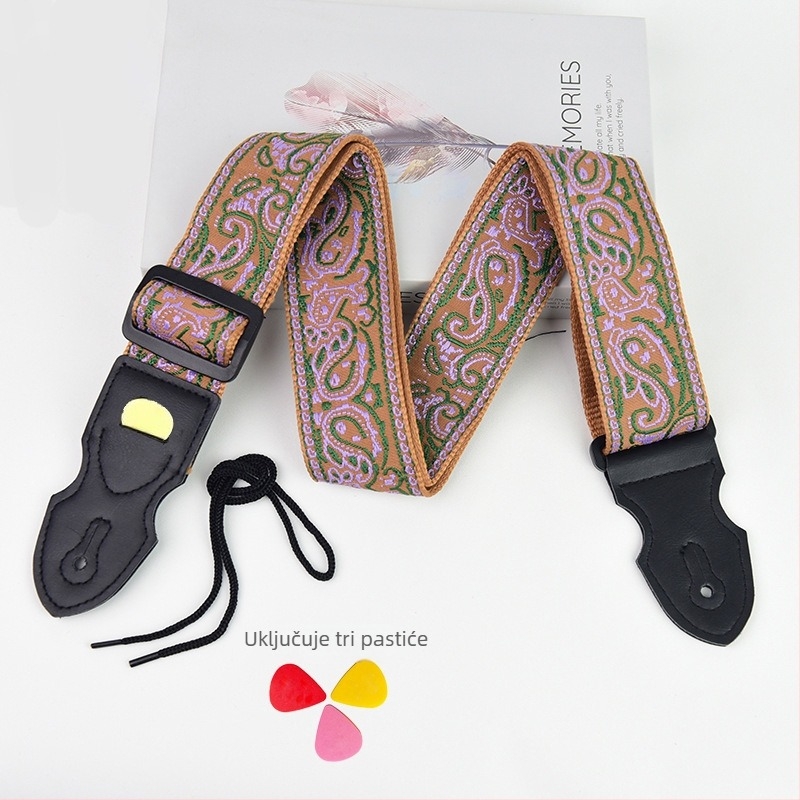 PACEUP remen za gitaru, poliester, model 346001, izvezen u retro etničkom stilu, za glazbene instrumente.
