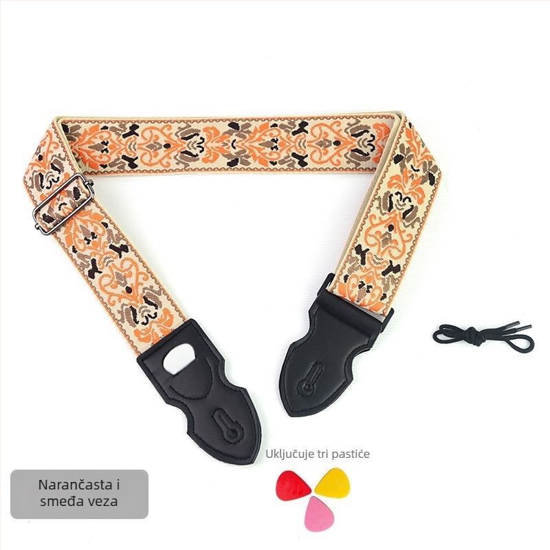 PACEUP remen za gitaru, poliester, model 346001, izvezen u retro etničkom stilu, za glazbene instrumente.