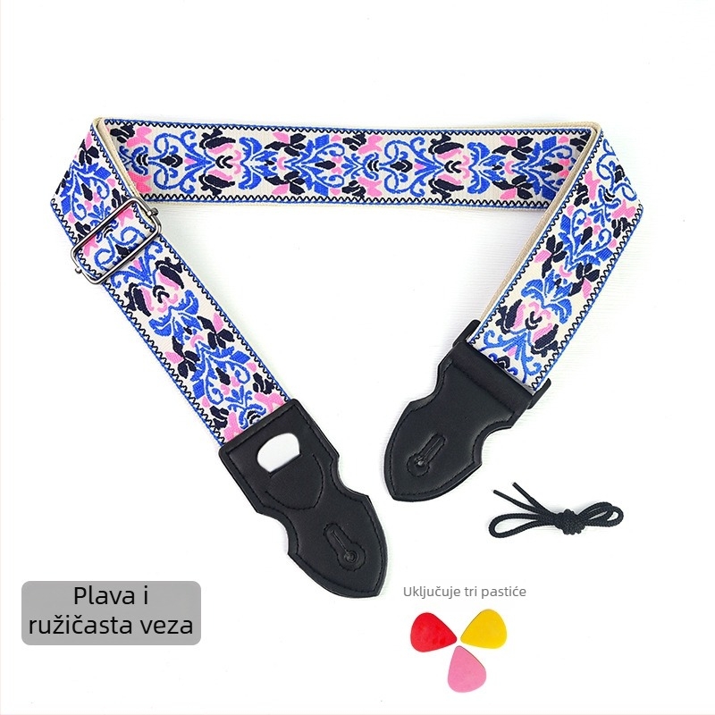 PACEUP remen za gitaru, poliester, model 346001, izvezen u retro etničkom stilu, za glazbene instrumente.