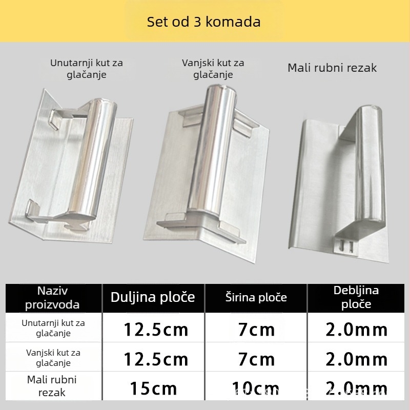 Jiuchuan nehrđajući čelični kutni nož za niveliranje unutarnjih i vanjskih kutova – alat za žbukanje betona