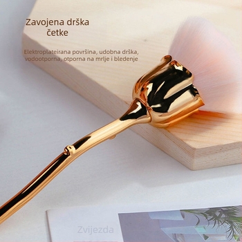 Četkica za šminku s aluminijskom drškom, sintetička vlakna, duga drška, u pakiranju s torbom, Pomelo man