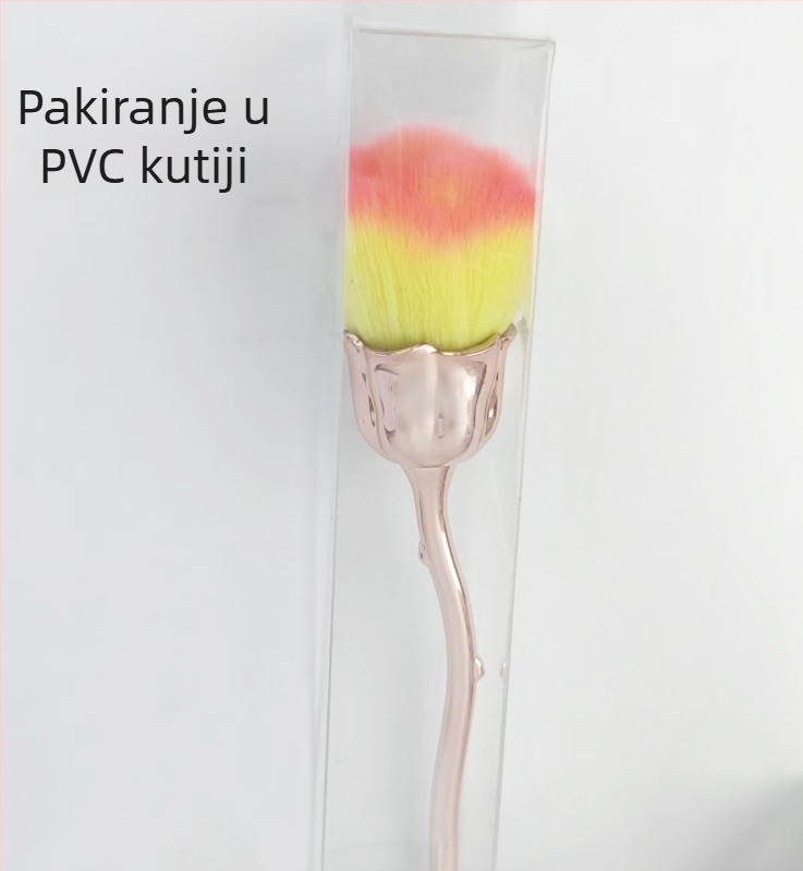 Četkica za šminku s aluminijskom drškom, sintetička vlakna, duga drška, u pakiranju s torbom, Pomelo man