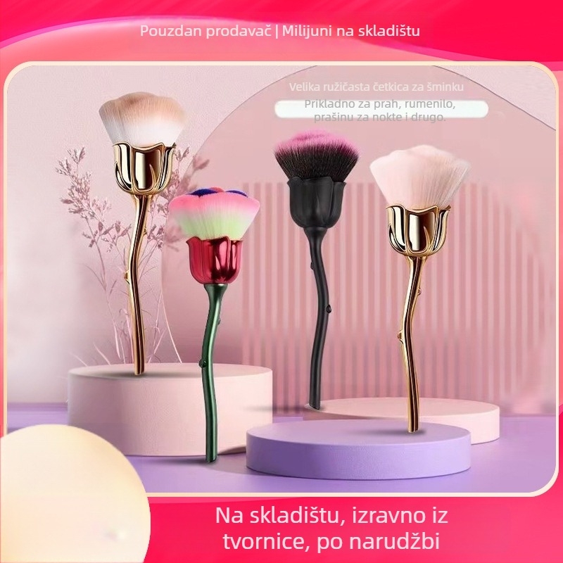 Četkica za šminku s aluminijskom drškom, sintetička vlakna, duga drška, u pakiranju s torbom, Pomelo man